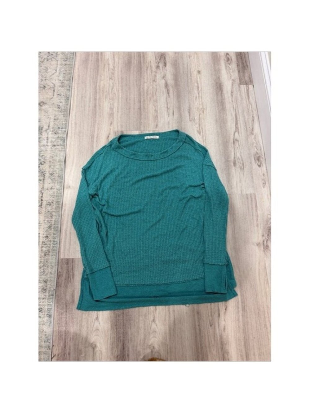 Free people The Everyday Waffle-Knit Long Sleeve Top - Teal size large